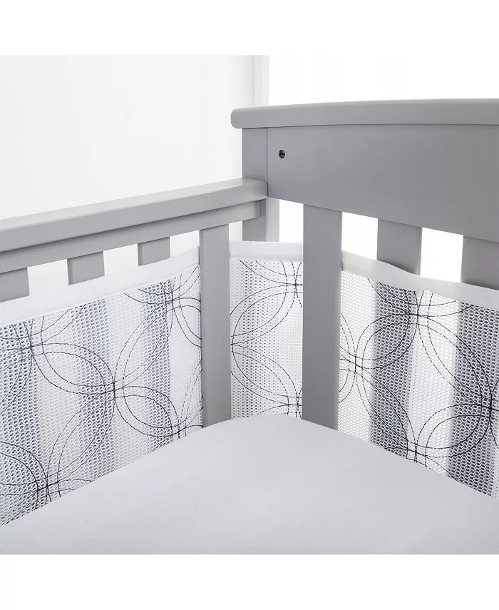 BreathableBaby Breathable Mesh Liner for Cribs, 4-Sides, Deluxe Embroidered 4mm