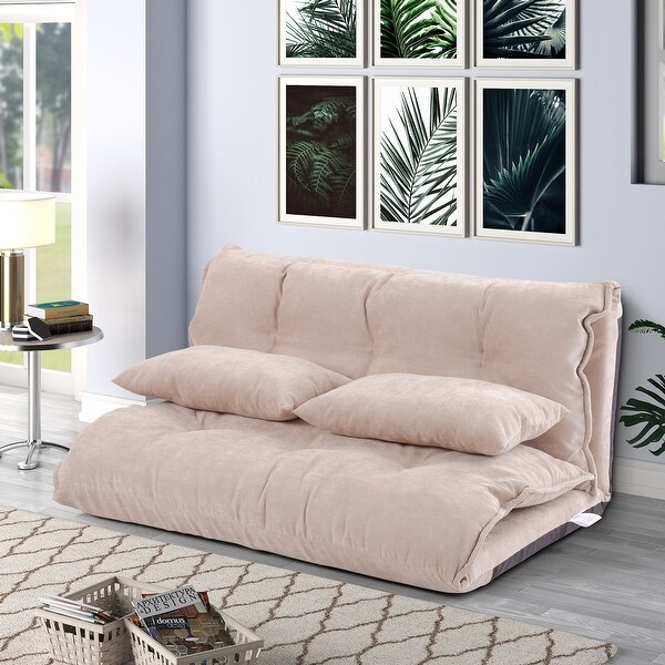 Lazy Sofa Adjustable Folding Futon Sofa with Pillows