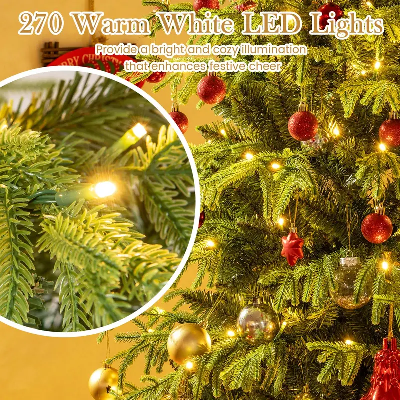 Premium Pre-Lit Christmas Tree – Soft TPE and PVC Branch Tips with Foldable Metal Stand