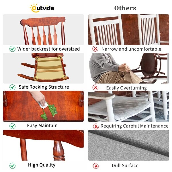 Single Solid Wood Patio Rocking Chair