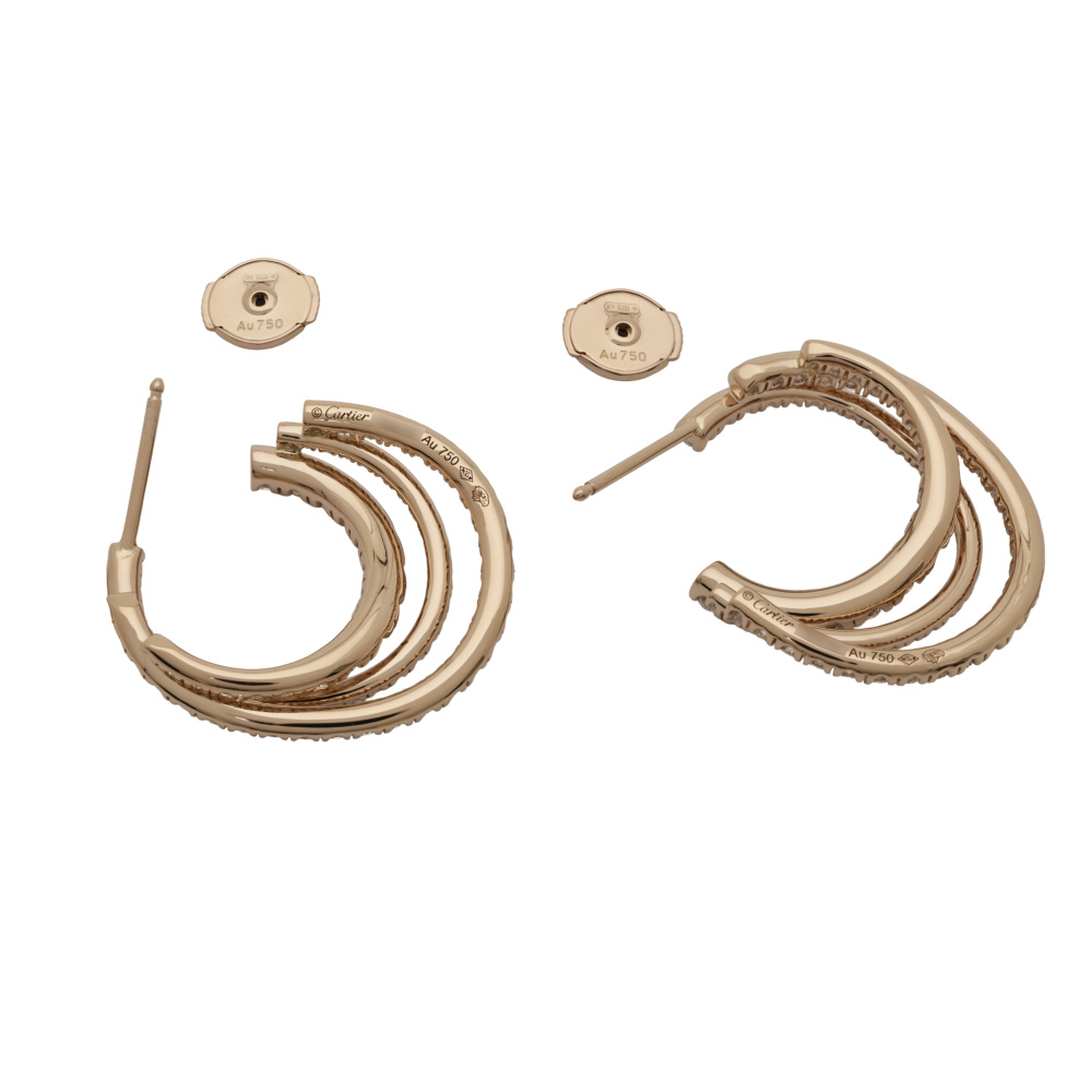 Cartier Ethancel Do Hoop Pavé Setting Earrings 18K Rose Gold N8515190