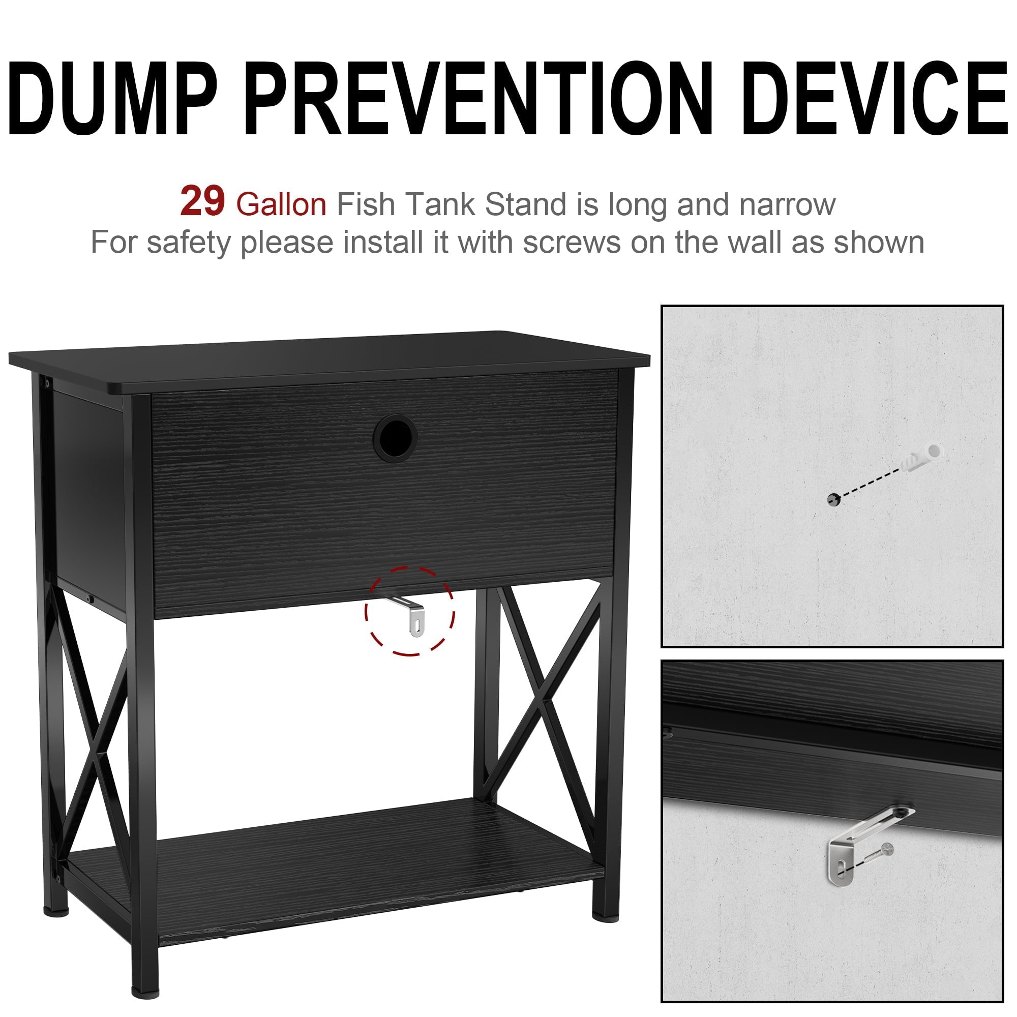 29 Gallon Aquarium Stand Metal Fish Tank Stand with Cabinet,30.7