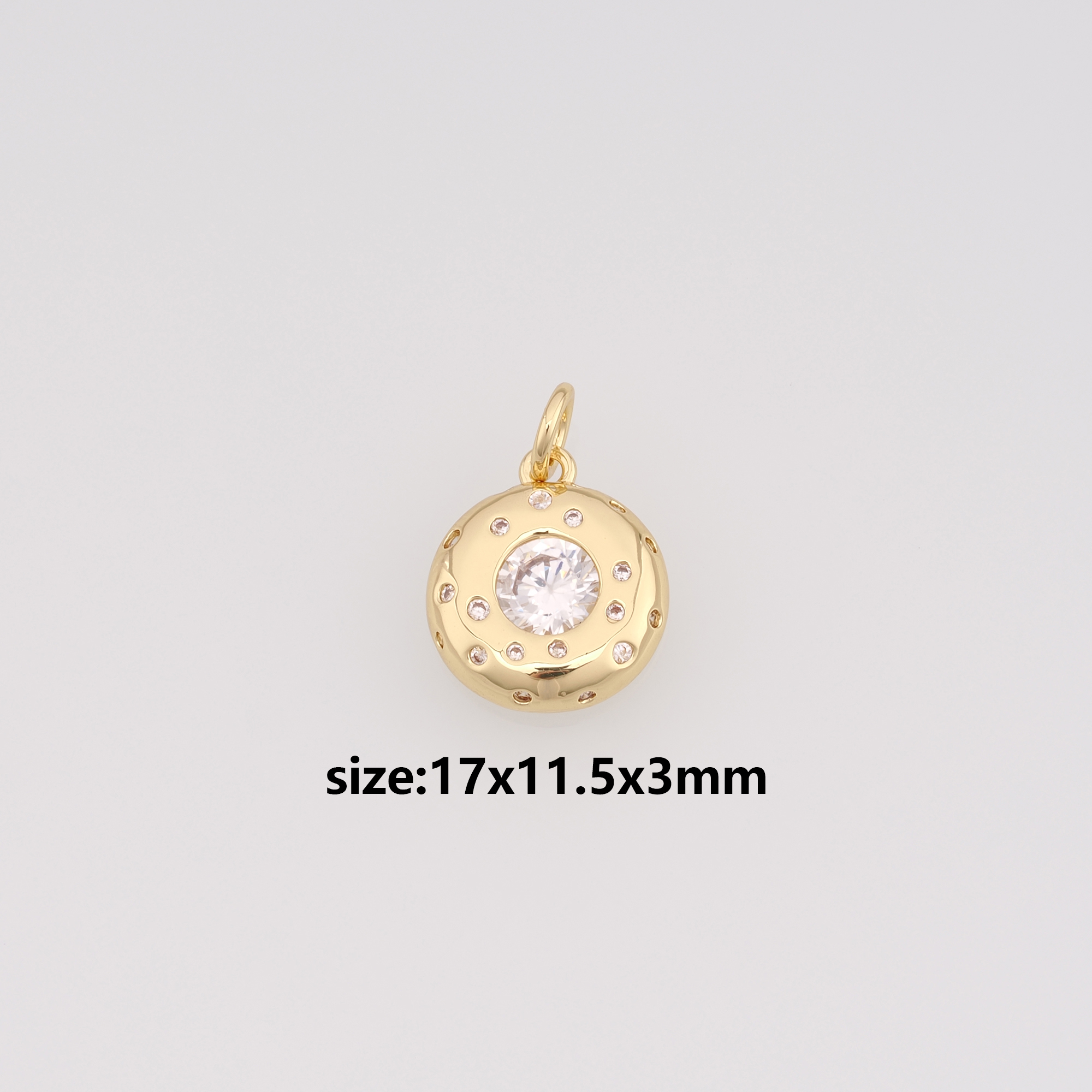 18K Gold Filled Round Pendant,CZ Micro Pave Round Earrings Necklace for DIY Jewelry Making Supply
