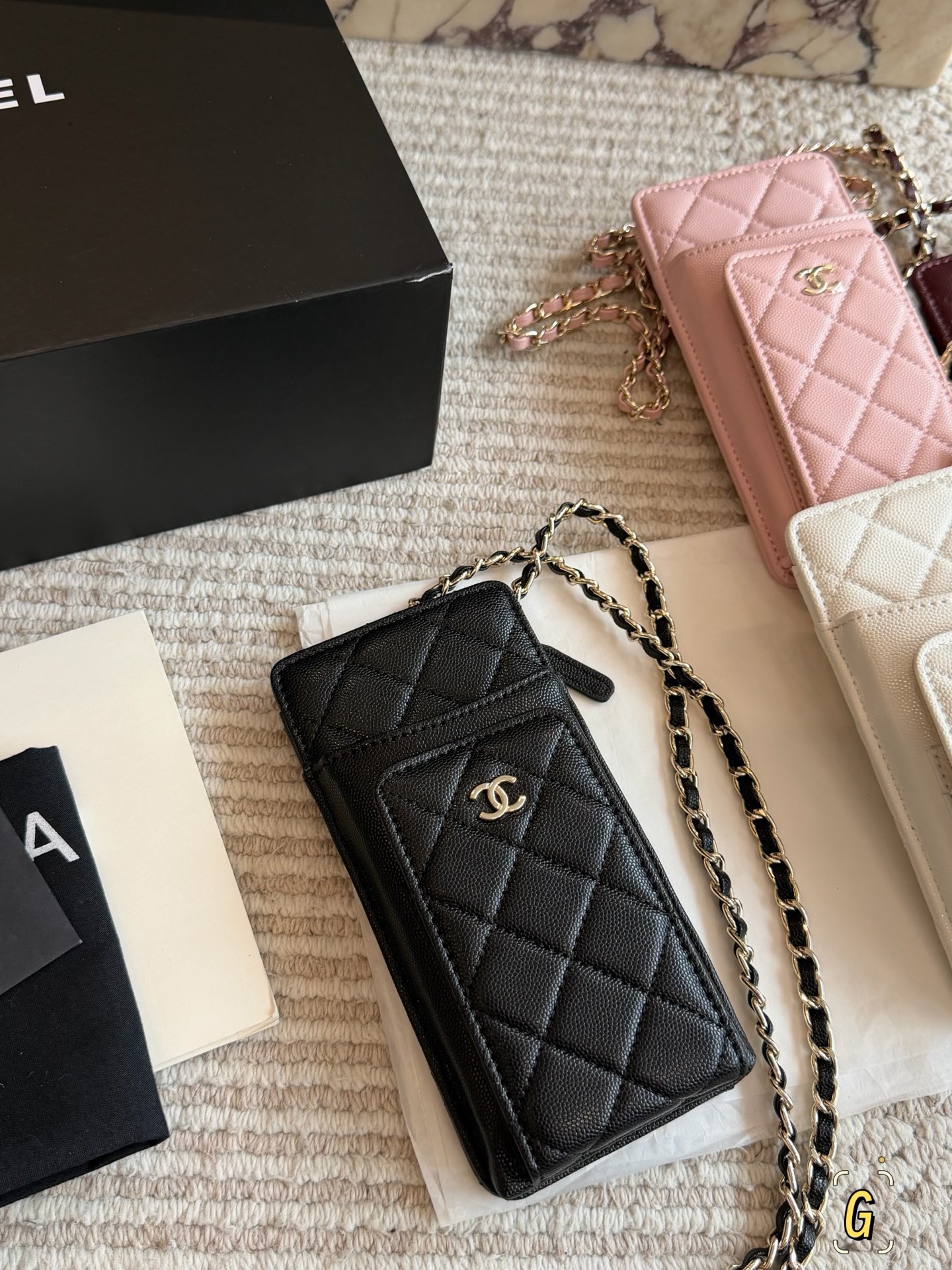 Chanel 23b New Black and Gold Phone Bag - cnluxepick