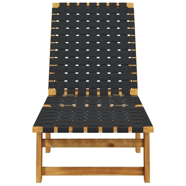 vidaXL Sun Lounger Reclining Patio Furniture Solid Wood Acacia and Fabric