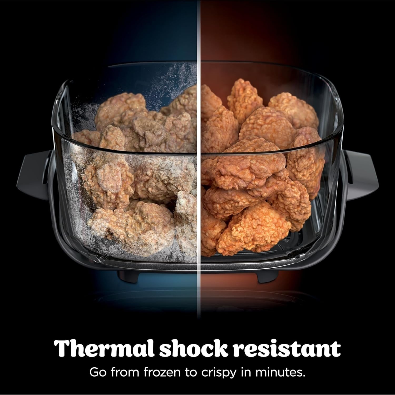 6-in-1 Glass Air Fryer | 450°F, Nontoxic, 6qt & 2.5qt Containers & Lids | Microwave, Freezer, Dishwasher Safe | Max Crisp, Air Fry, Bake, Roast, Recrisp, Dehydrate