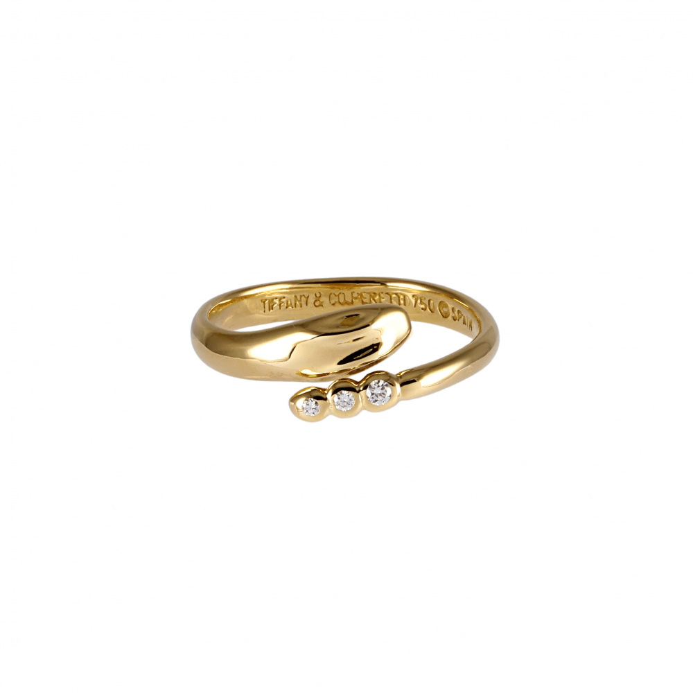 Tiffany & Co. Elsa Peretti Snake Motif Diamond Ring 18K Yellow Gold