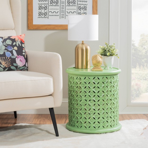 Lainey Fully Assembled Solid Mango Wood Side Table Green Powell