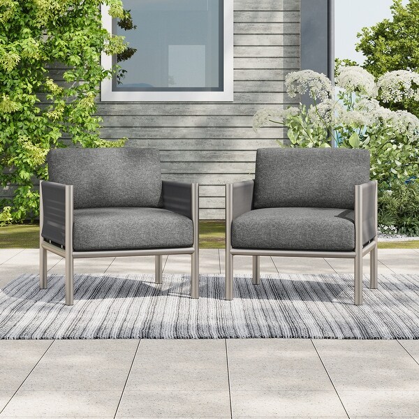 Brickell Outdoor Patio Club Chairs with Cushions by Christopher Knight Home