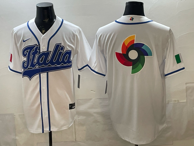 Men's Italy Baseball White 2026 World Baseball Classic Player Jersey