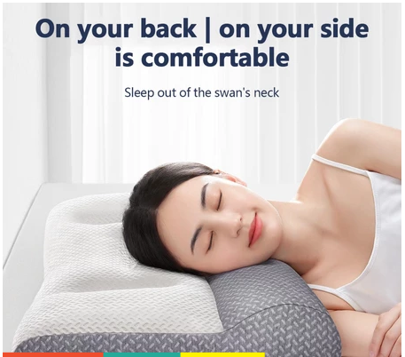 Cotton Pillow Bedroom Bed Sleep Cervical Pillow Middle-high Pillow Core Frosted Thickened Machine Wash Quilt Cover