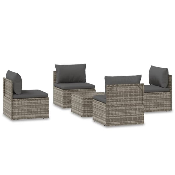 vidaXL 9 Piece Patio Lounge Set with Cushions Gray Poly Rattan