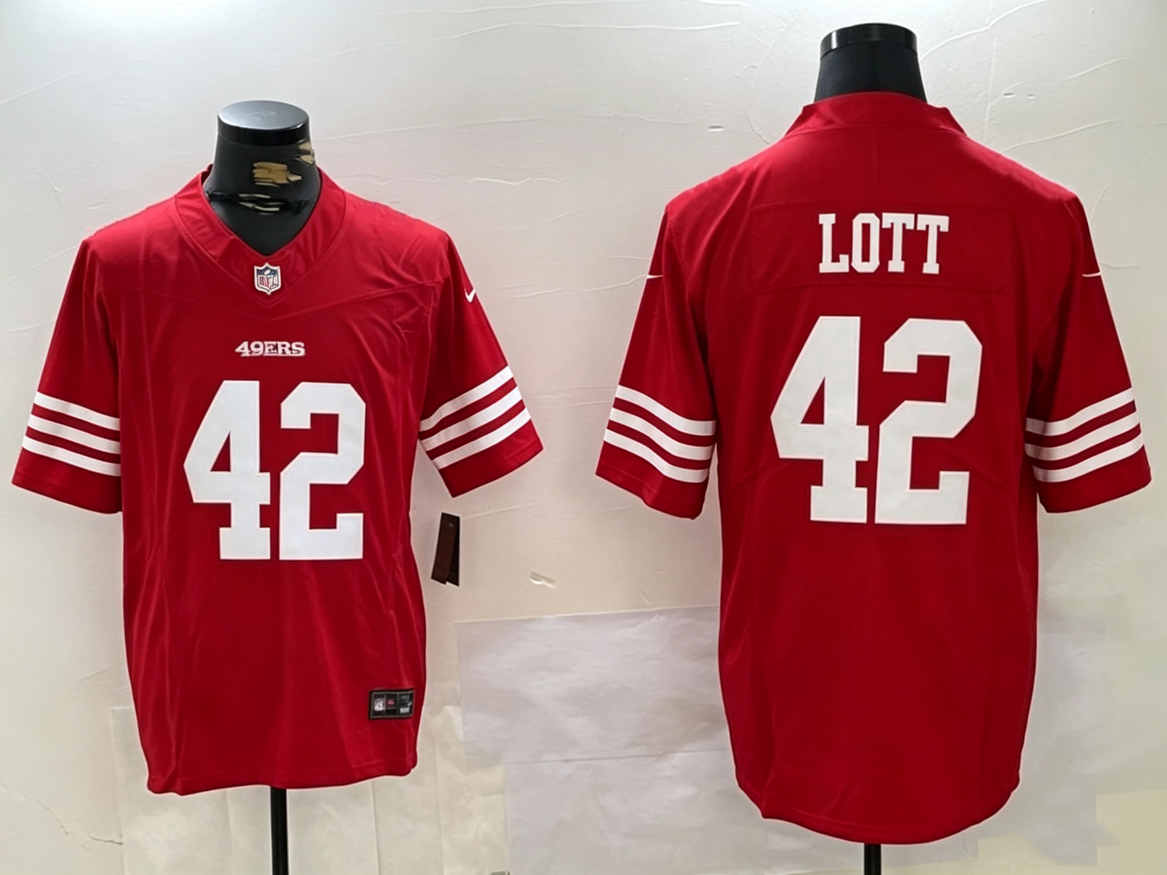 Men's San Francisco 49ers Ronnie Lott #42 Red Game Jersey