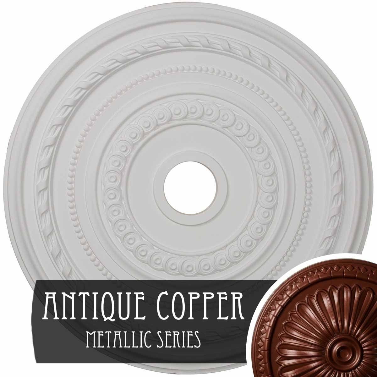 25 3/8x22OD x 3 3/8x22ID x 1 3/8x22P Cole Ceiling Medallion (Fits Canopies Up to 9 1/8x22), Hand-Painted Rich Gold