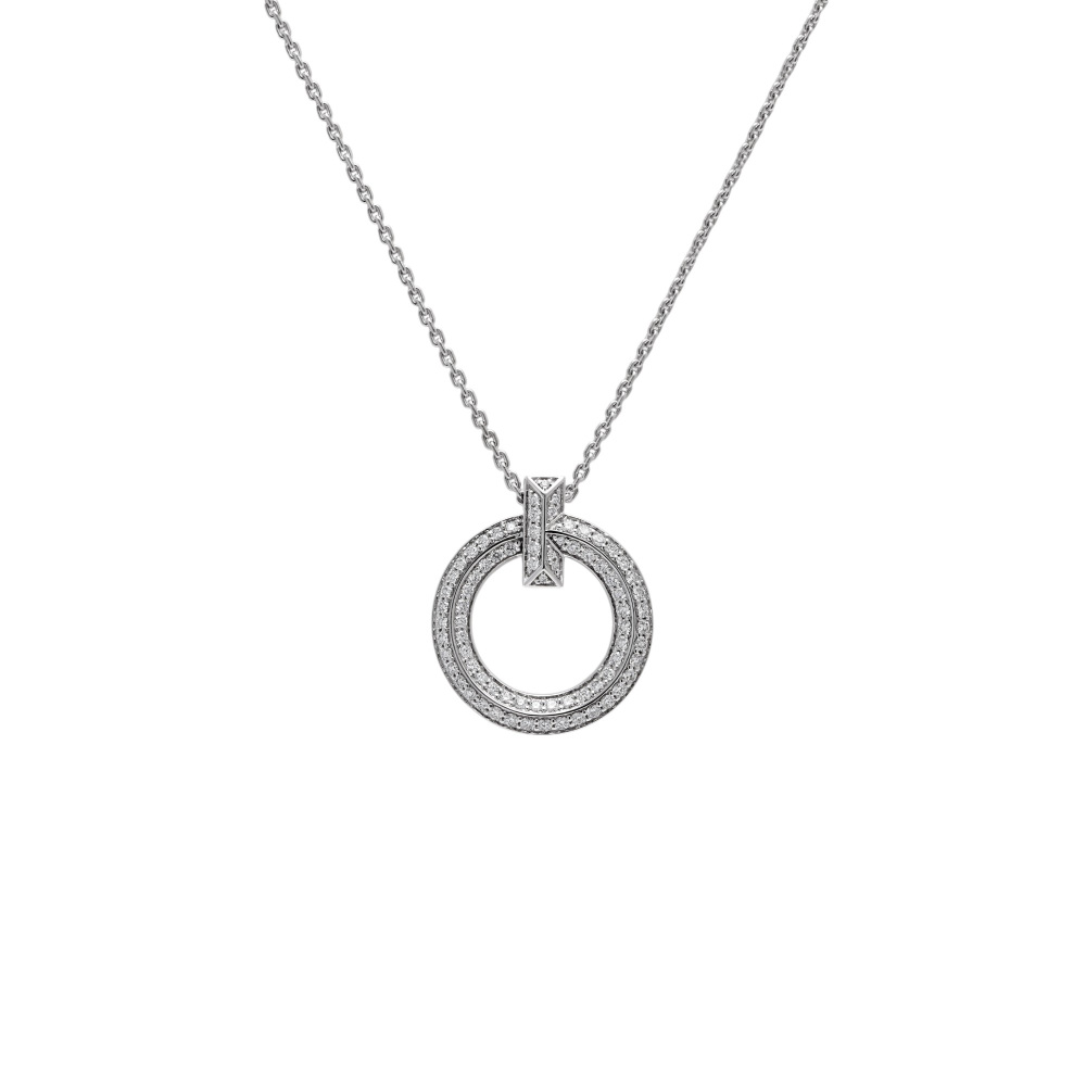 Tiffany & Co. Tiffany T One Circle Necklace 18K White Gold Diamond 68172268