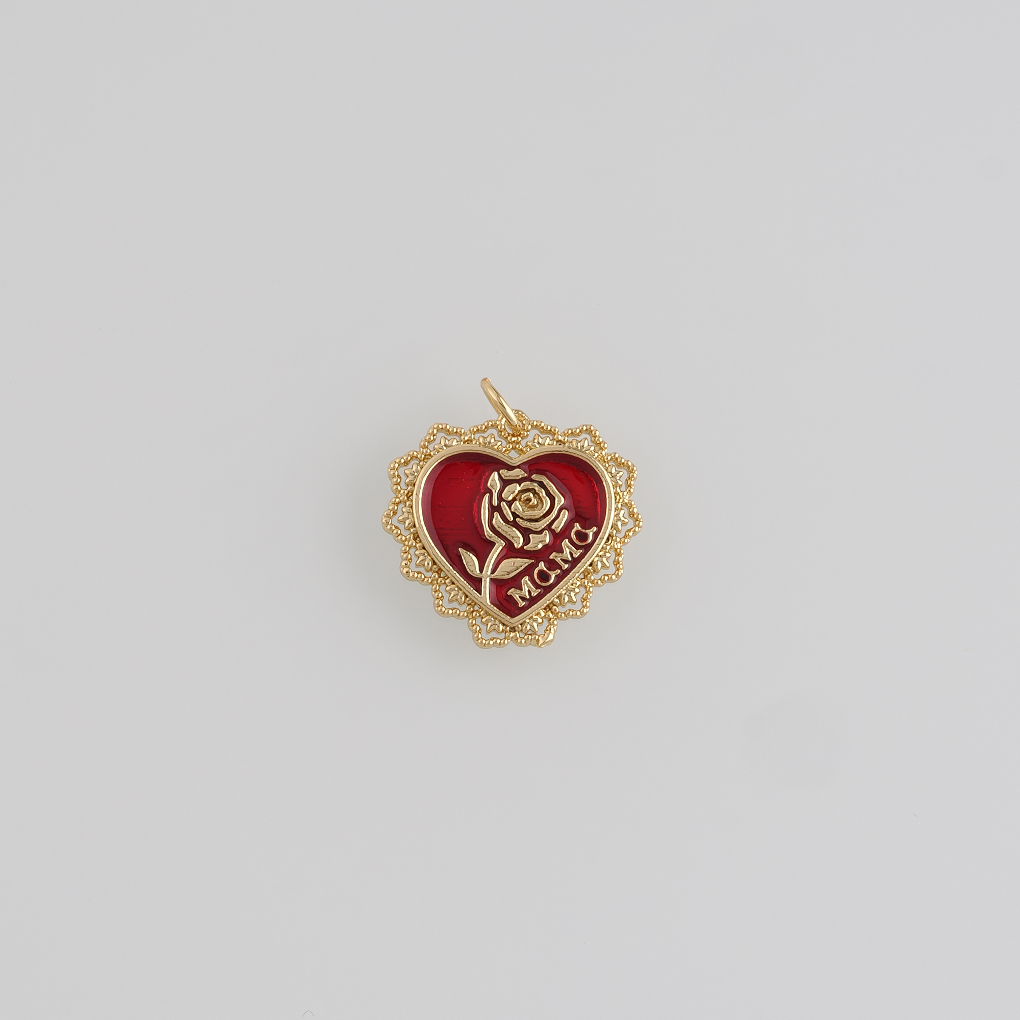 18K Gold Filled Rose Pendant,Enamel Rose Charm Earrings Necklace for DIY Jewelry Making Supply