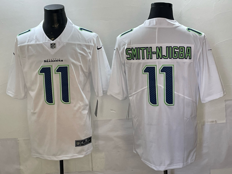 Men's Seattle Seahawks Jaxon Smith-Njigba #11 White Fashion Game Jersey