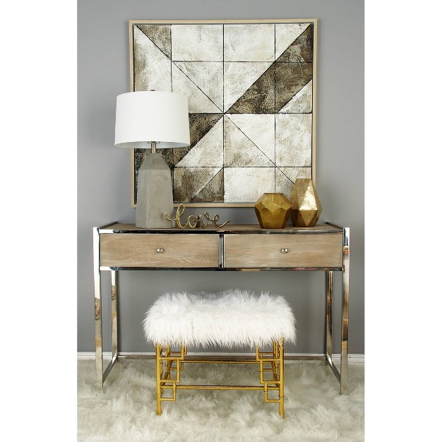 Modern Faux Fur Stool Gold Olivia amp May
