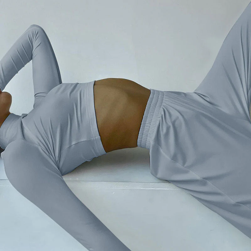 Mock Neck Crop Top & Wide Leg Pants SetClistos