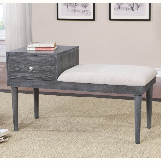 Luce Mid Century Modern Storage Bench Weathered Gray Homes Inside Out