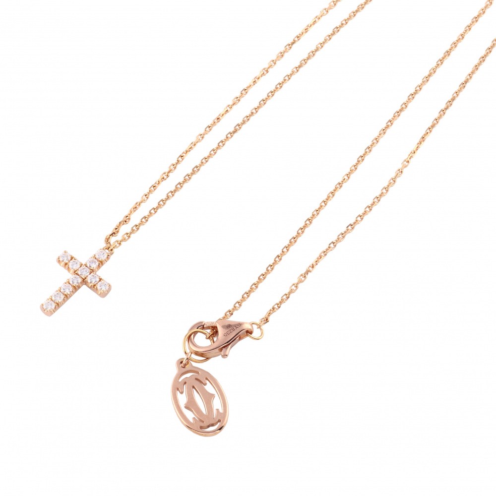 Cartier Symbol Cross Necklace 18K Rose Gold Diamond B7221800