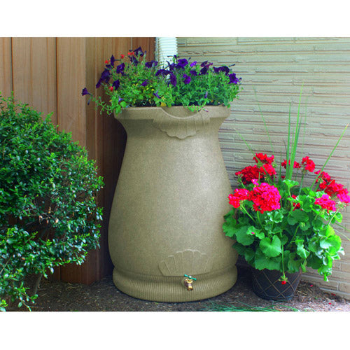 Good Ideas Rain Wizard Urn 65 Gallon Rain Barrel – Sandstone