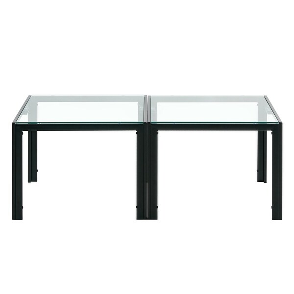 Coffee Table Set of 2,Square with Tempered Glass Finish