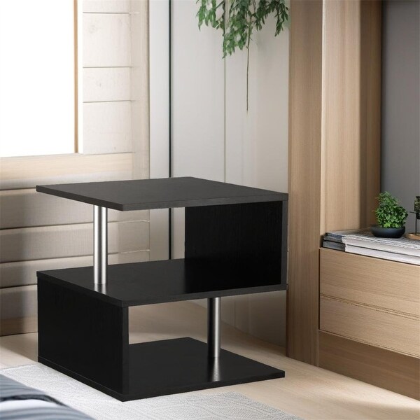 End Table,Accent Side Table,SShaped Coffee Table with Storage Shelf