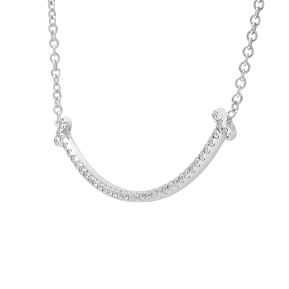 Tiffany & Co. Tiffany T Smile Necklace 18K White Gold Diamond 63058793