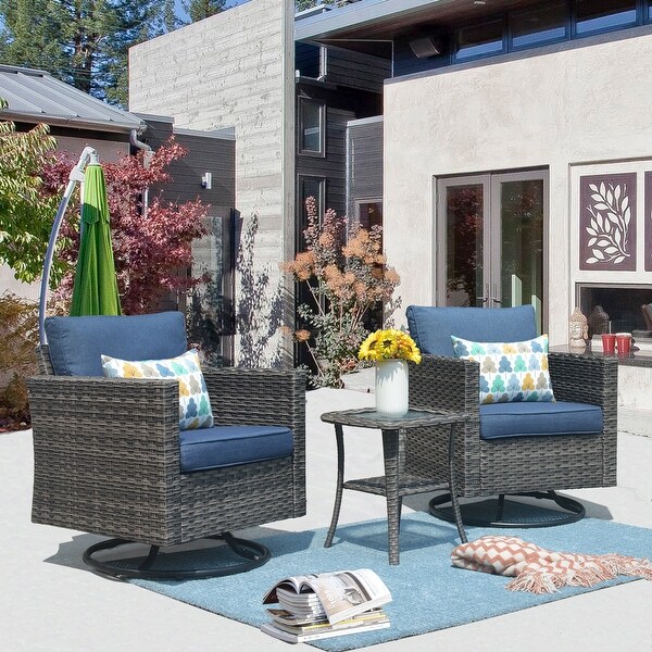 OVIOS Wicker Swivel Rocking Chair 3piece Set