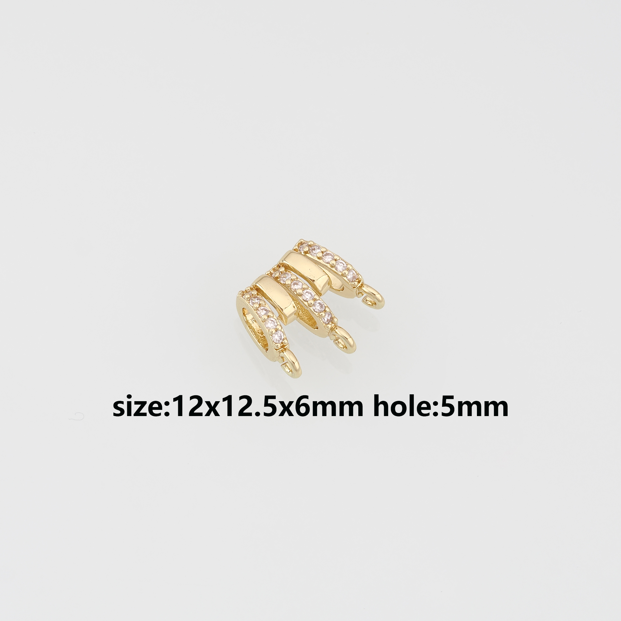 18K Gold Filled Barrel Beads With Ring,CZ Micro Pave Tube Spacer Beads for Bracelet Jewelry Necklace Making Supply