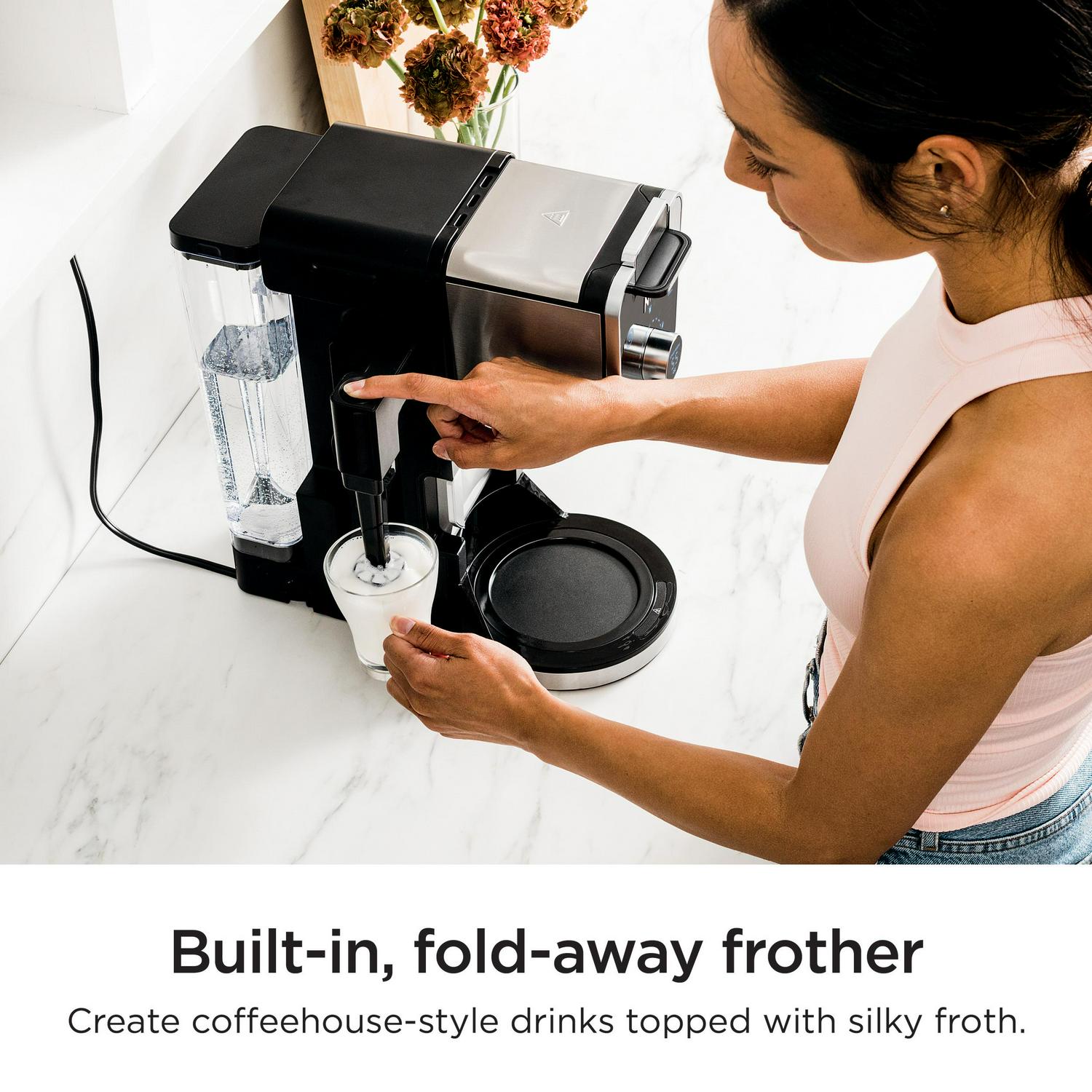 NinjaA DualBrew Specialty Coffee System, Single-Serve, K-Cup Pod Compatible, 12-Cup Drip Coffee Maker, Glass Carafe, CFP300