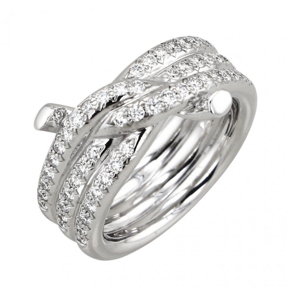 Cartier Entrerace Triple Diamond Ring 18K White Gold
