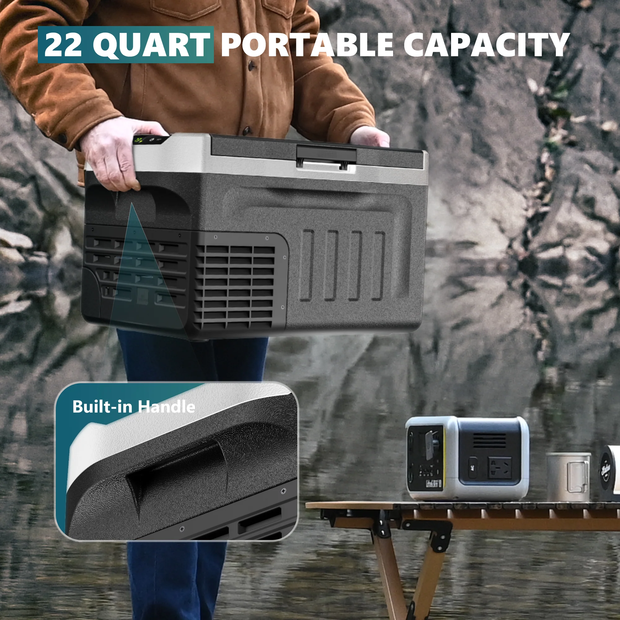 12 Volt Electric Cooler Low Energy Consumptio Portable Car Refrigerator 21Quart/31Quart