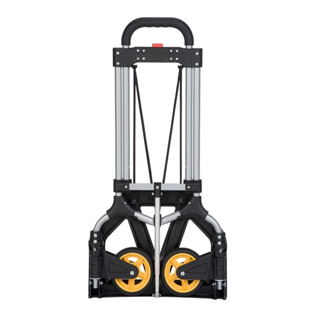 Magna Cart Ideal Slim Steel Folding Hand Truck Dolly Cart With 160 pound Capacity Extendable Handle And Retractable Rubber Wheels Silver black
