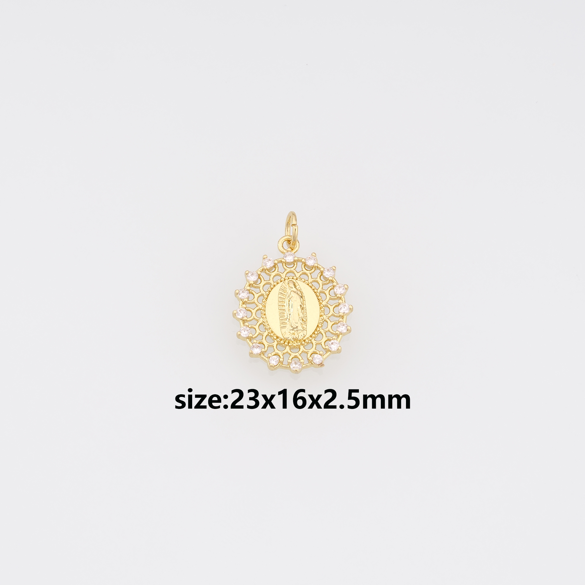 18K Gold Filled Virgin Mary Pendant,CZ Micro Pave Virgin Mary Charm Earrings Necklace for DIY Jewelry Making Supply