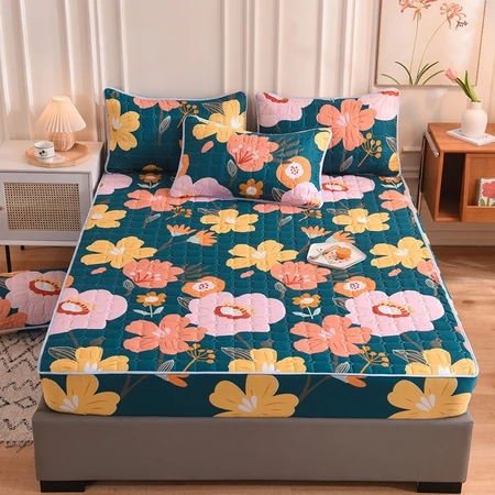 Cotton Mattress Protector Cadar Single/Queen/King Fitted Bedsheet Flower Colored High Quality Mattress Cover