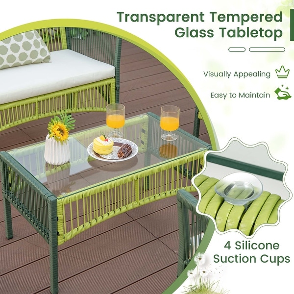 Costway 4PCS/8PCS Patio Round Wicker Conversation Set with Cushions