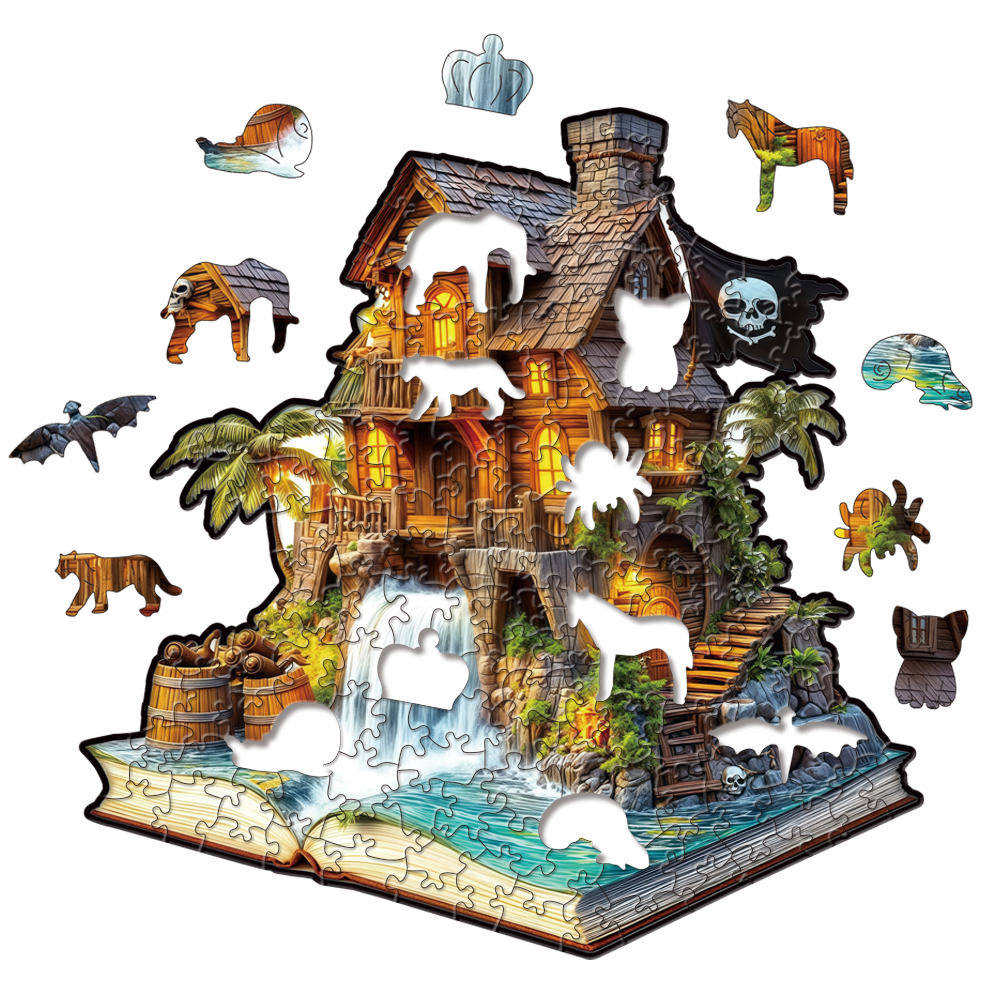 Animal Wooden Puzzle-The mysterious cabin in the book