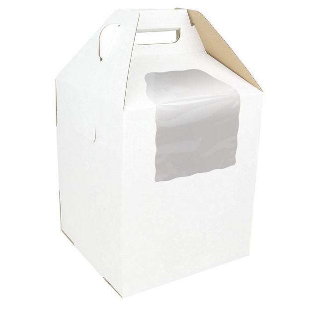 O x27 creme Tall White kraft Cake carrier Box 10 Inch X 10 Inch X 12 Inch High With Window Pack Of 10