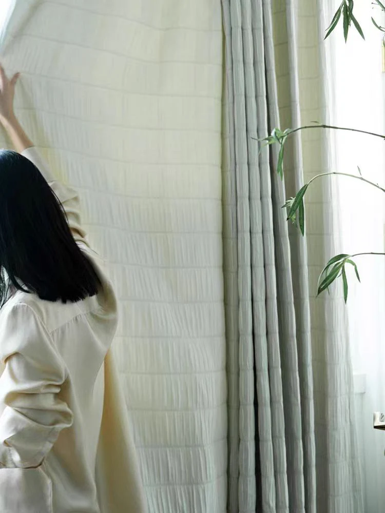 FA012 - Miyake Pleated Series / Oriental Aqua Green Living Room Bedroom Blackout Curtain Roller Blinds Floor-to-Ceiling Curtains