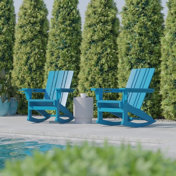 AllWeather Rocking Adirondack Chair with Swiveling Cupholder