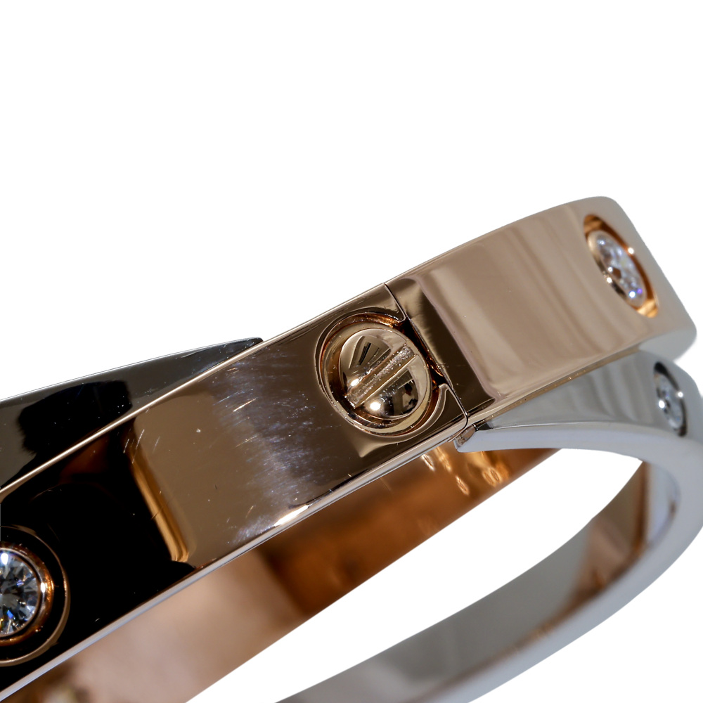 Cartier Love Bracelet 18K White Gold & 18K Rose Gold Diamond N6039100