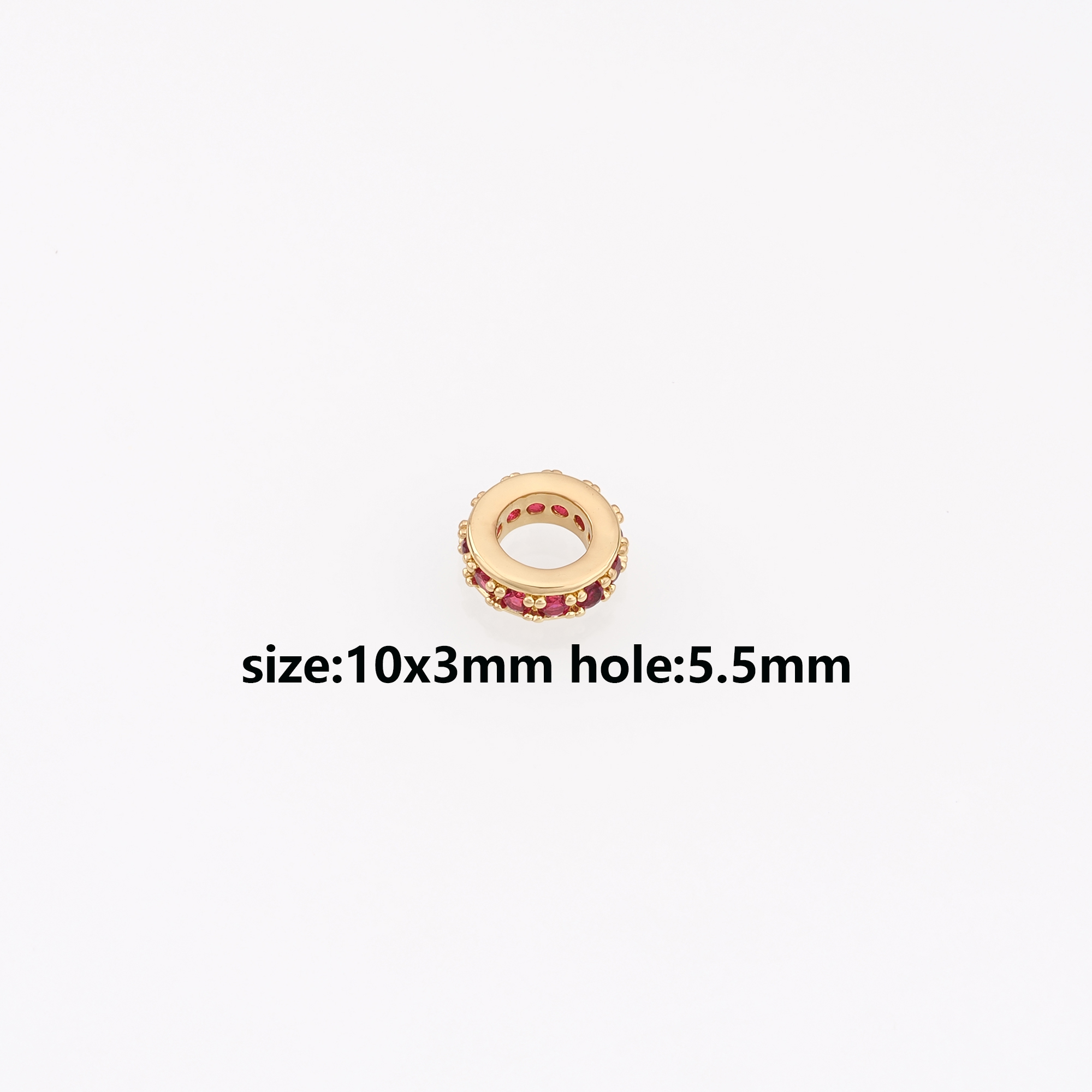 18K Gold Filled Round Flat Spacer Beads,CZ Round Spacer Beads,DIY Jewelry Making Supply