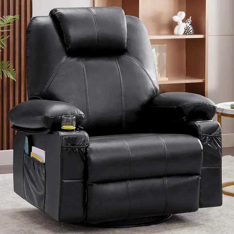 Premium Swivel Rocking Recliner – Heated & Massaging, 360° Rotation, Single-Seat Lounge Sofa