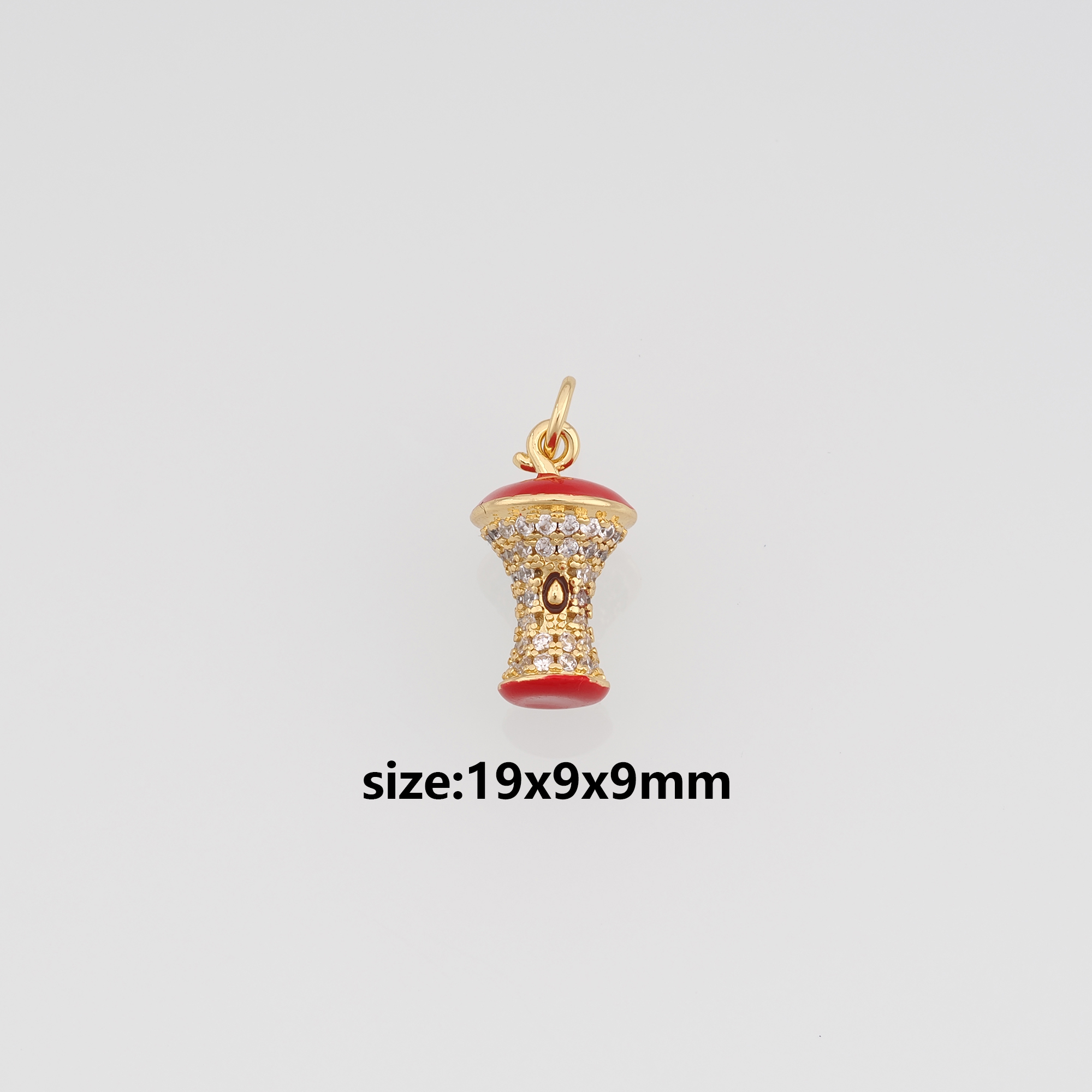 18K Gold Filled Apple Core Pendant,CZ Micro Pave Fruit Charm Earrings Necklace for DIY Jewelry Making Supply