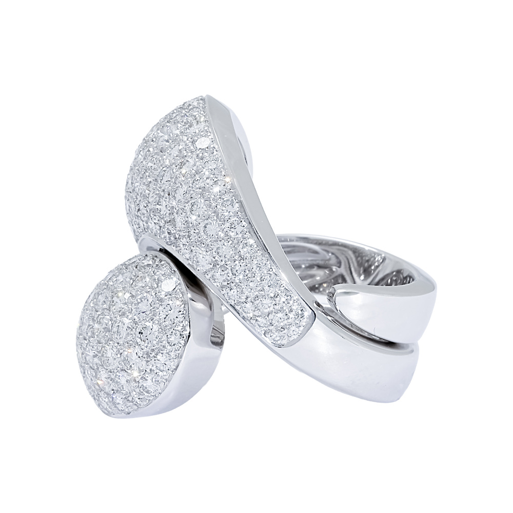 Cartier Yin Yang Ring 18K White Gold Diamond