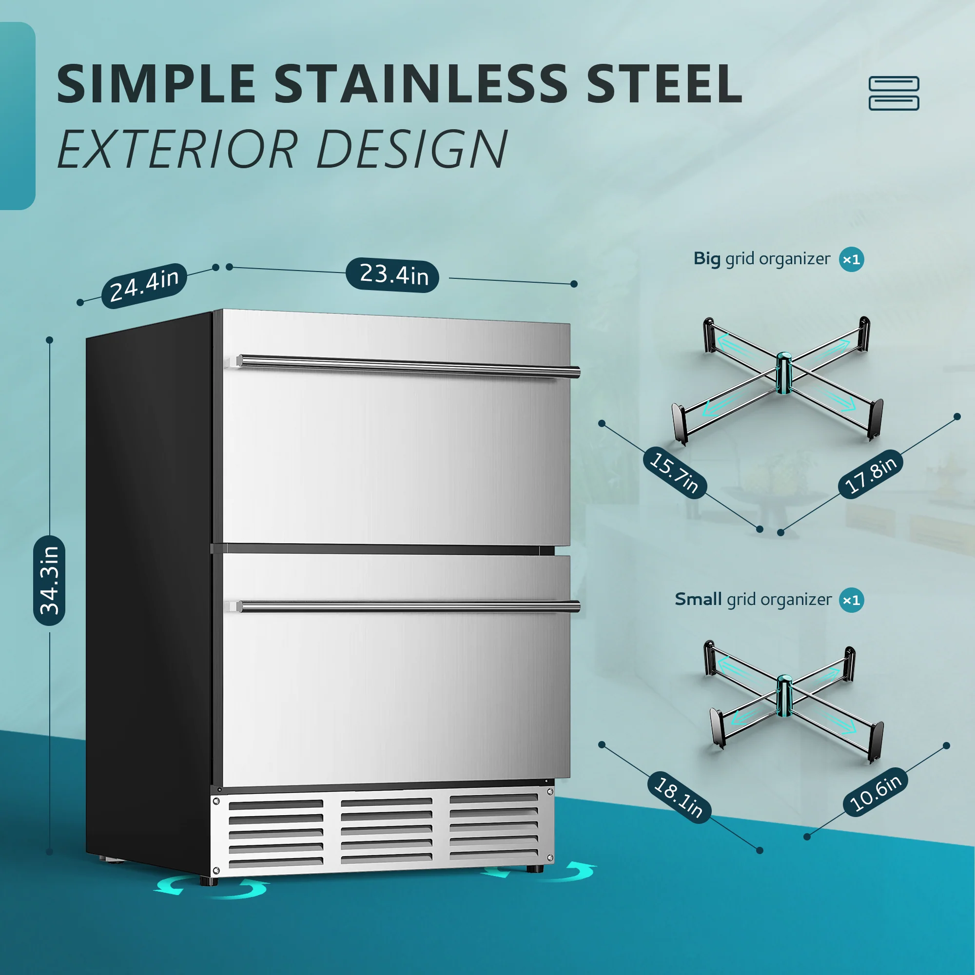 24 Inch Under Counter Double Drawer Fridge Trustworthy Quality