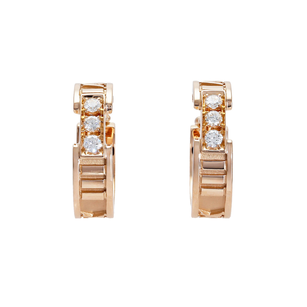 Tiffany & Co. Atlas Earrings 18K Rose Gold Diamond