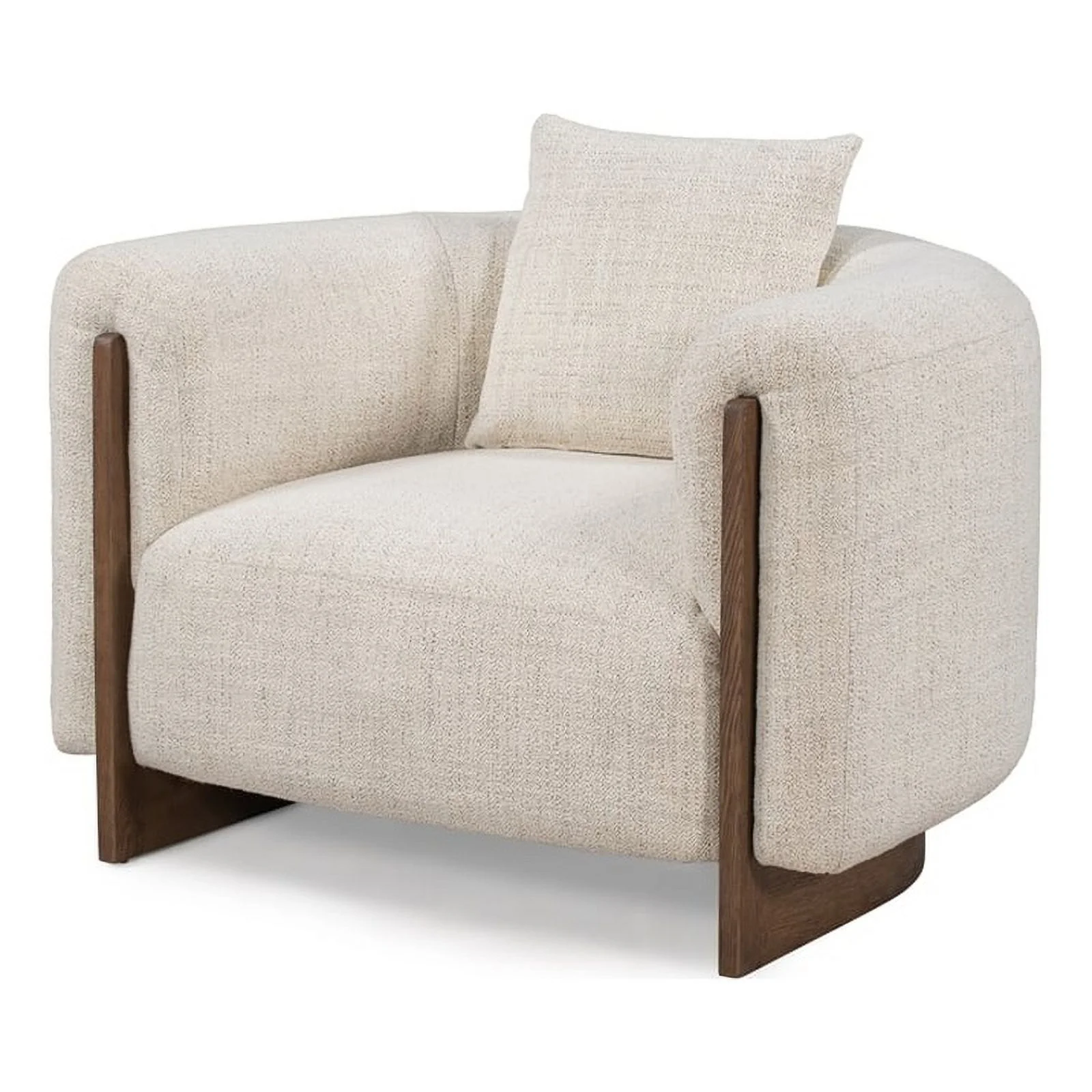 Pemberly Row Upholstered Traditional Fabric Accent Chair in Cream